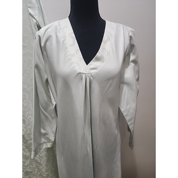 Vtg OSCAR DE LA RENTA Pink Label Nightgown Robe 2 Piece Mint Green Size Small - Picture 2 of 10